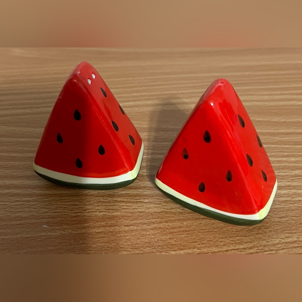 Ceramic watermelon salt and pepper shakers